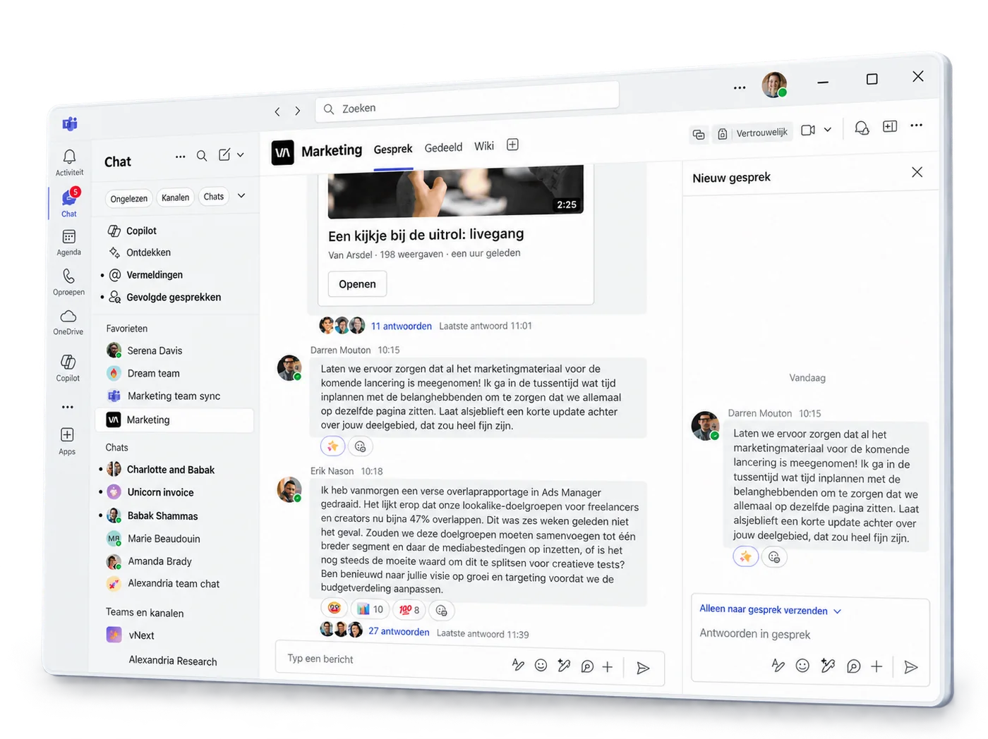 Chatten en bellen in de Microsoft Teams-app