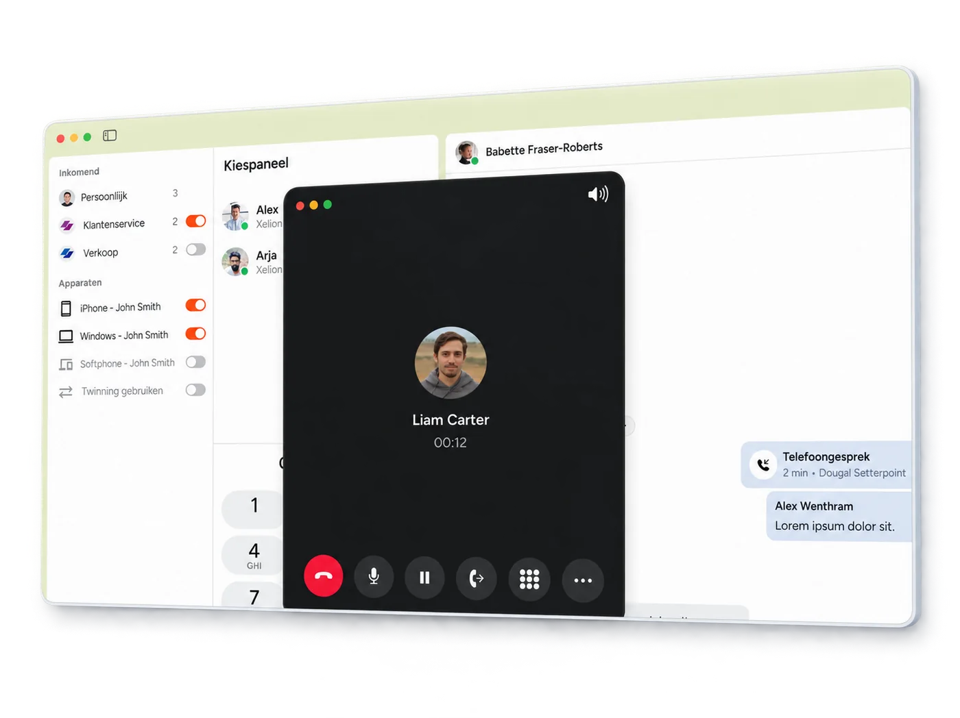 Videobellen en chatten in de Xelion-app